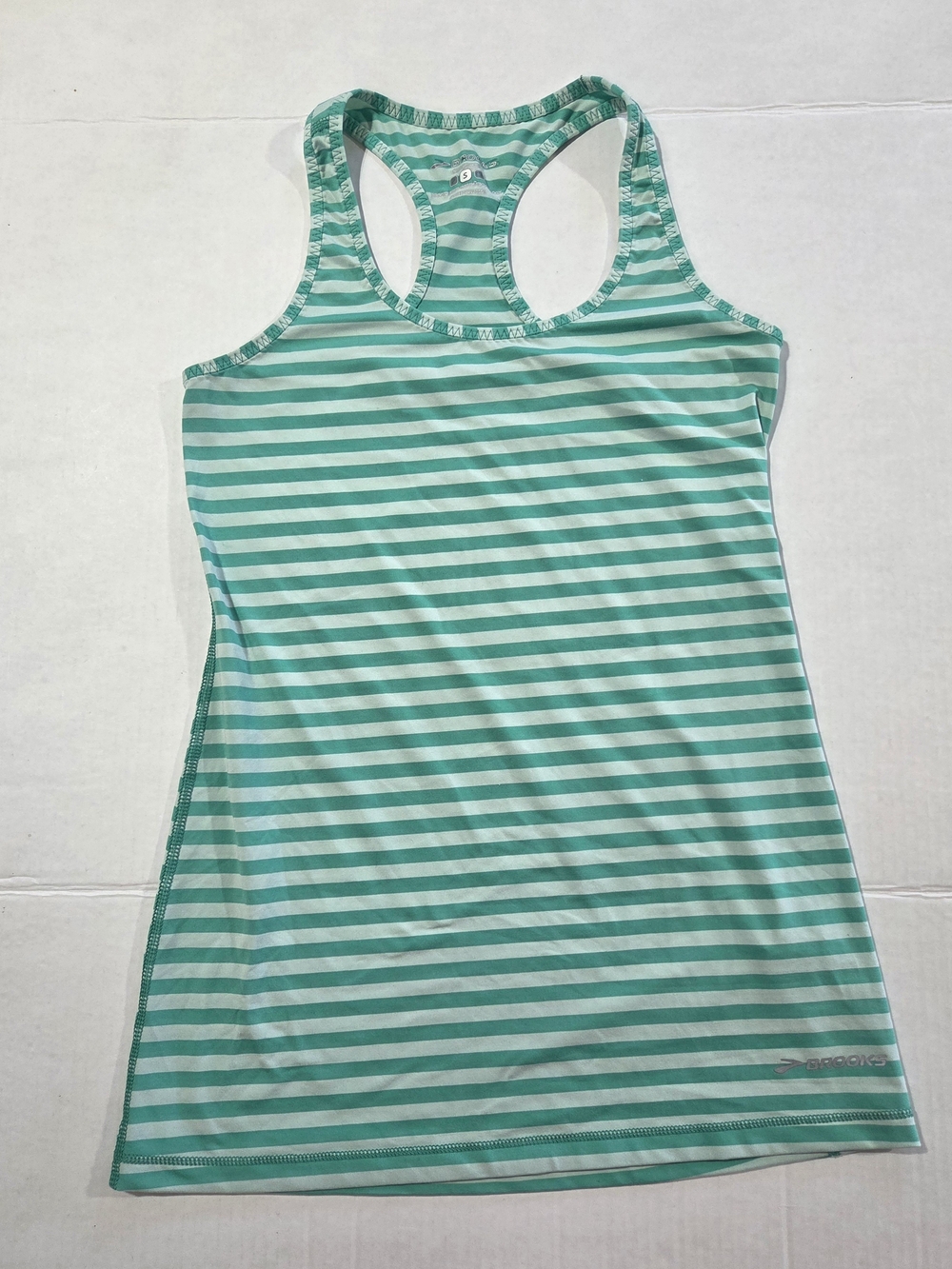 Brooks Mint Green and White Striped Racerback Tank